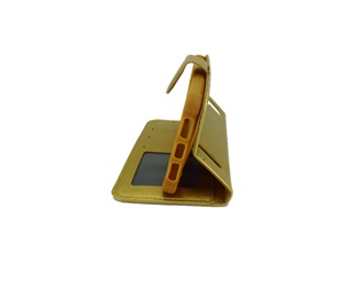 Universeel Telefoon Hoesje - Book Case - tot 5,2 inch display - geschikt voor pasjes - Goud