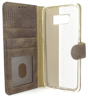 Hoesje voor Samsung Galaxy S8 Plus G955 - Book Case - Croco Print - Taupe